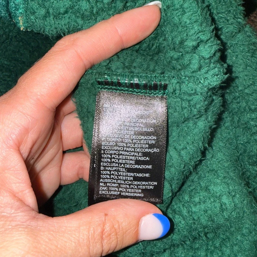 The North Face Sherpa Fleece Vest Mens XL Green Excellent Full Zip High Pile